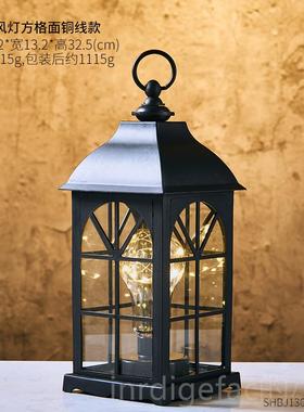 新款美式餐创意古小夜灯怀旧复客厅装饰简品艺术摆件卧室约厅桌面