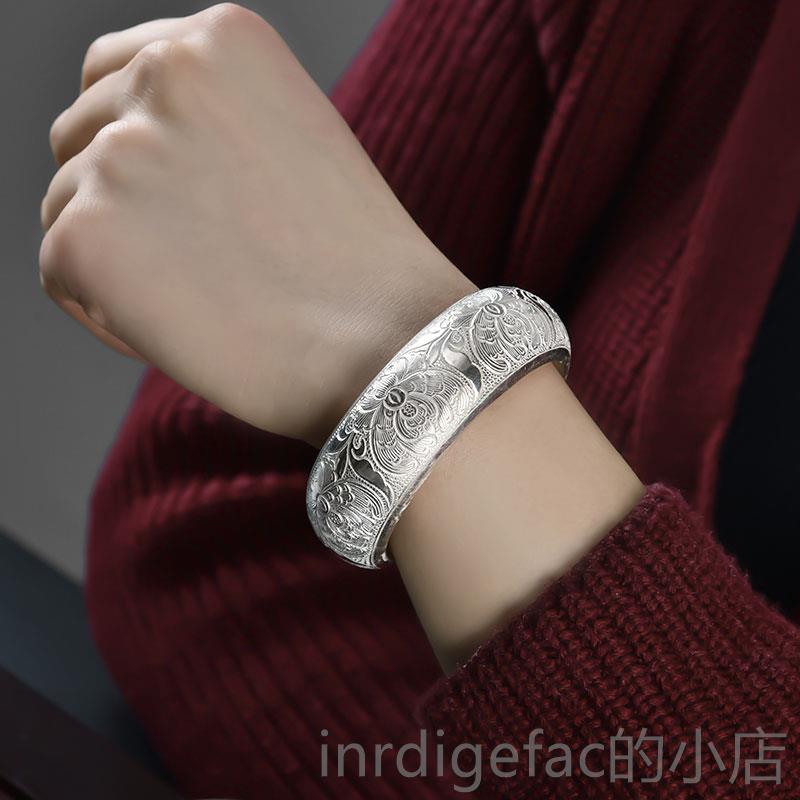 新款手镯宽面2024年新款银宽轻版时尚99纯银女年款手工个性定9制