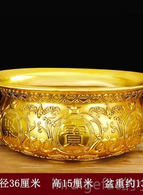 新款铜聚宝盆招财家号用铜香炉客厅工艺品装饰摆件中纯式财大聚送