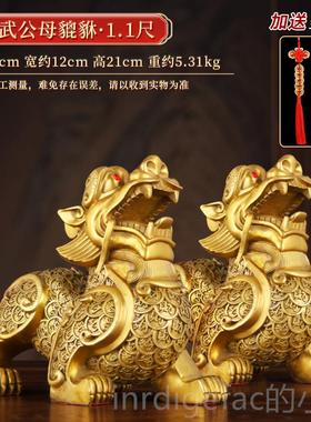 新款铜貔貅招财摆室件客厅聚财旺客财纯公母一对皮丘铜厅貔犰办公