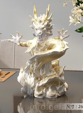 新款架轻奢生盘龙摆件客厅办室时公尚装饰品博古肖书柜玄关工艺品
