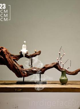 新款侘寂杜娟树根禅意摆件像风化实木茶室客厅佛家居玄关新式中风