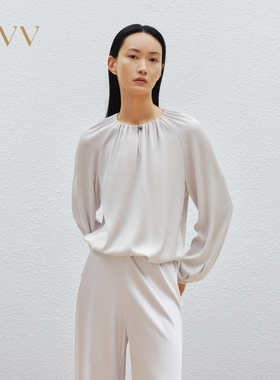 OVV春夏女装光泽雅致三醋酸宽松插肩袖休闲衬衫上衣GNSAJ14007A