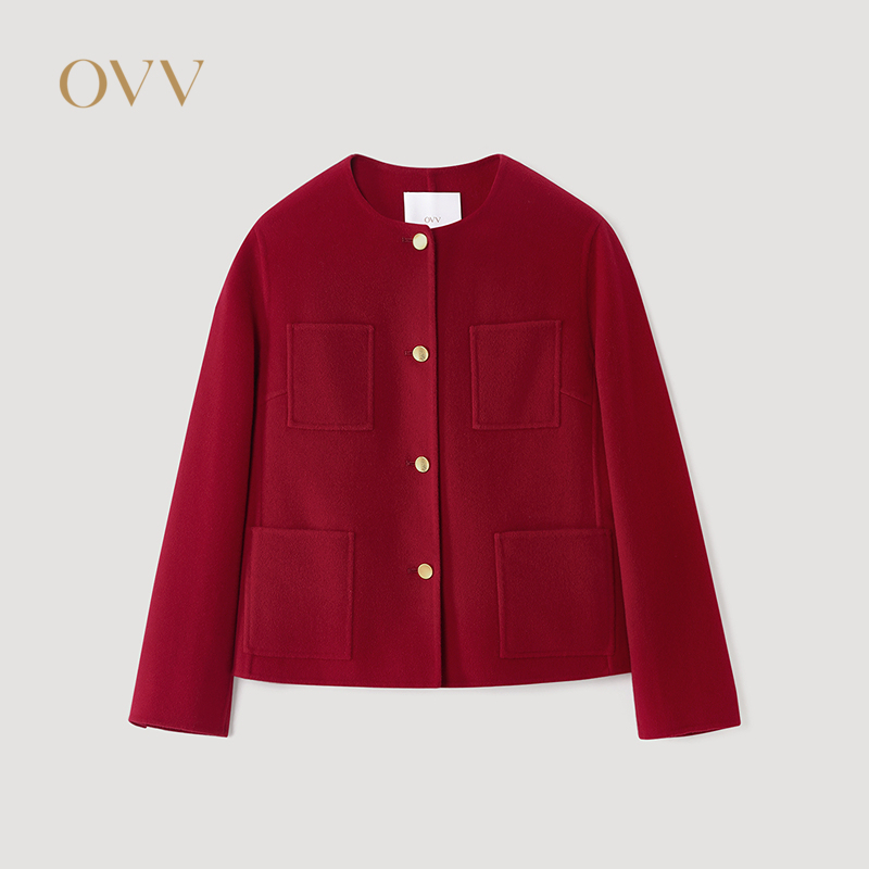 【新年红系列】OVV2026春夏新款女装羊毛休闲夹克外套GWJFJ16002A