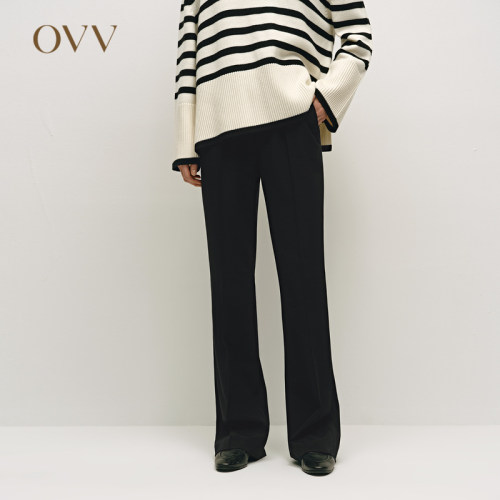 OVV秋冬女装经典舒适时尚通勤基础易打理微喇休闲裤GKCAW34004A