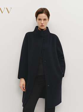 OVV秋冬女装简约休闲立领设计保暖羊毛双面呢大衣GWDAJ44114A