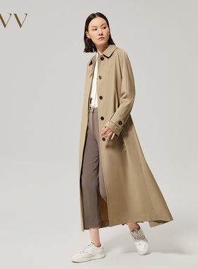 OVV秋冬女装土耳其进口面料羊毛柔软小翻领系带式风衣GWFAJ32101A