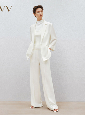 OVV春夏新款女装三醋酸面料中腰宽松直筒通勤西裤GTXFJ14009A
