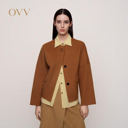 OVV秋冬热卖羊毛混纺圆领双面异色呢休闲夹克外套GWJFJ33116A