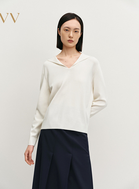 OVV秋冬女装时尚海军领丝毛混纺休闲长袖针织衫GNZAJ34121A