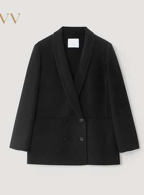 OVV2025秋冬新款青果领双面呢双排扣休闲西装外套GWXAJ35105A