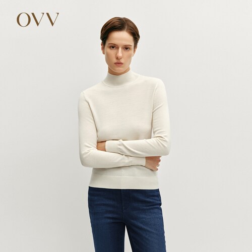 【黄金羊毛】OVV秋冬女装半高领可机洗长袖针织衫GNZAJ34106A