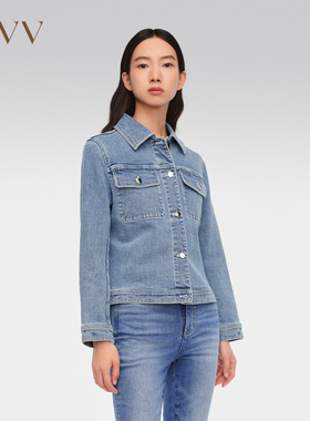 OVV春夏新款女装进口面料刺绣翻领休闲牛仔外套GWNAJ14001A
