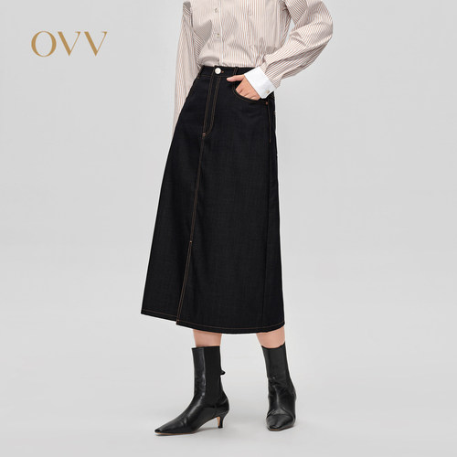 【高级丹宁系列】OVV秋冬女装简约休闲牛仔半身铅笔裙GQDDJ33109A