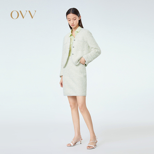 OVV春夏别致柔软织带经典粗花呢质感针织半裙GQAZJ13003A