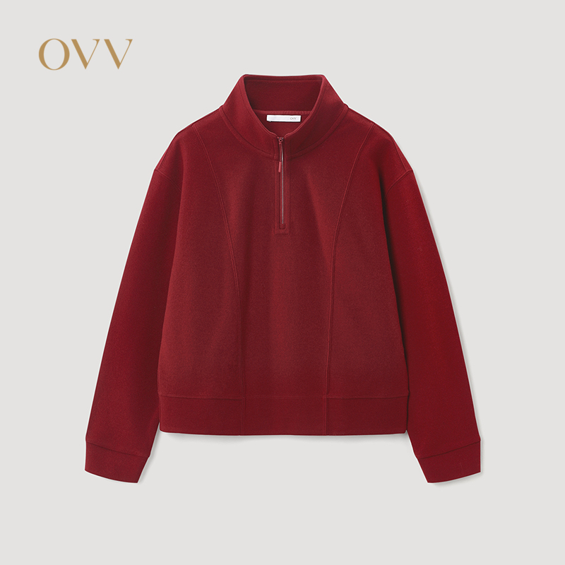【新年红系列】OVV2026春夏新款女装立领半开襟卫衣GNZWJ16001A