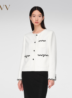 【经典粗花呢】OVV春夏优雅山茶花纽扣夹克外套GWJFJ14018A