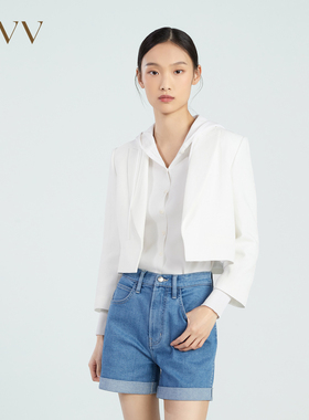 OVV春夏热卖女装意大利进口单色花呢休闲短款西服外套GWXAJ13002A