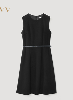 OVV2025秋冬新款经典基础小黑裙休闲圆领无袖连衣裙GQLWW35002A