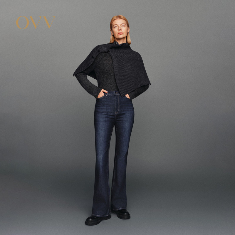 OVV秋冬女装土耳其进口面料修身时髦微喇休闲牛仔裤GKNAJ34102A