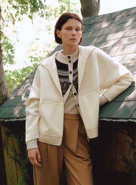 OVV2025秋冬新款优雅温柔拉链开合连帽休闲短大衣GWDAJ45122A