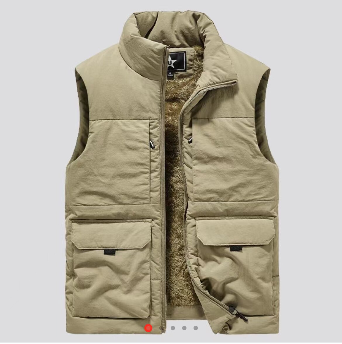 聚光点加绒加厚马甲飞行员夹克外套秋冬款男士多口袋立领背心坎肩