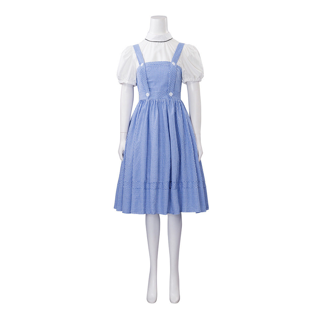 新品绿野仙踪桃乐丝Cosplay公主裙服装浅蓝格子可爱连衣裙cos