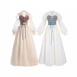 文艺复兴时期连衣裙女式中世纪服装维多利亚时代海盗裙仙女女巫