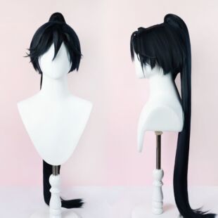 代号鸢蓝黑色傅融cos假发傅融芙蓉二次元假发套仿真头皮高温丝