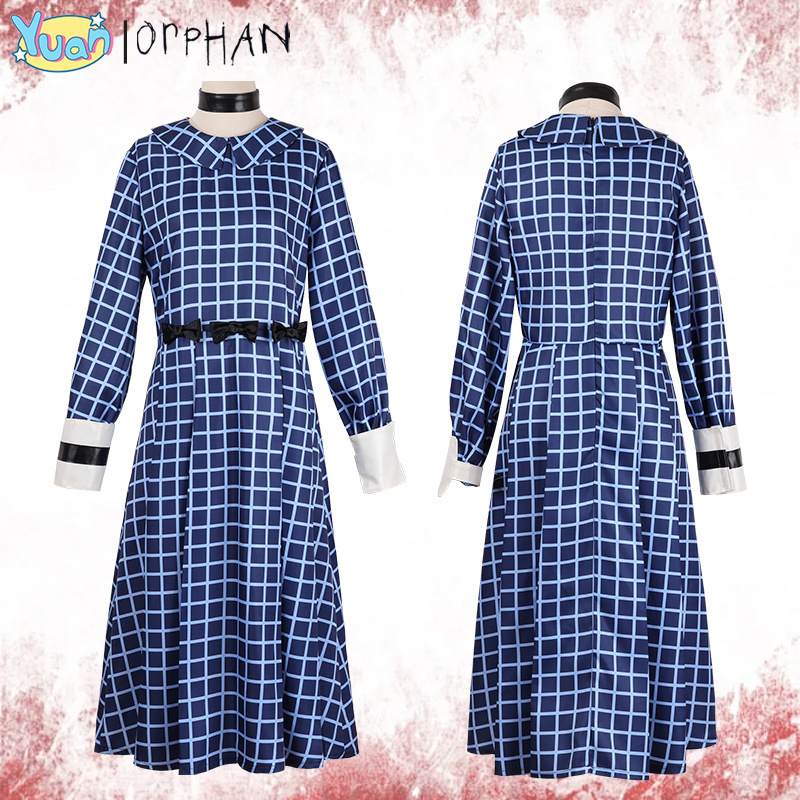 孤儿怨艾斯cosplay服装电影蓝色格子连衣裙万圣节衣服欧美跨境