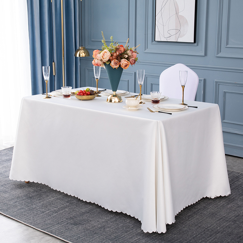 定制会议桌布长方形布艺高级感缎面纯色活动办公台布白色加厚桌套