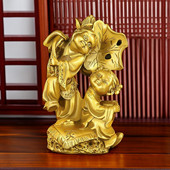 纯黄铜和合2贤摆件和合二圣卧室客厅饰品摆件夫妻和合送新婚礼物