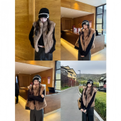 多层次渐变独家定染毛毛马甲皮毛一体毛绒仿皮草无袖 外套