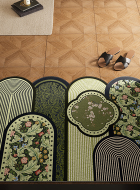 入户门地垫室外门口进门地毯复古家用防滑丝圈脚垫中古风入户门垫