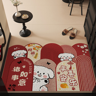 入户门地垫2026新款门口进门专用丝圈脚垫红色地毯新年喜庆入门垫