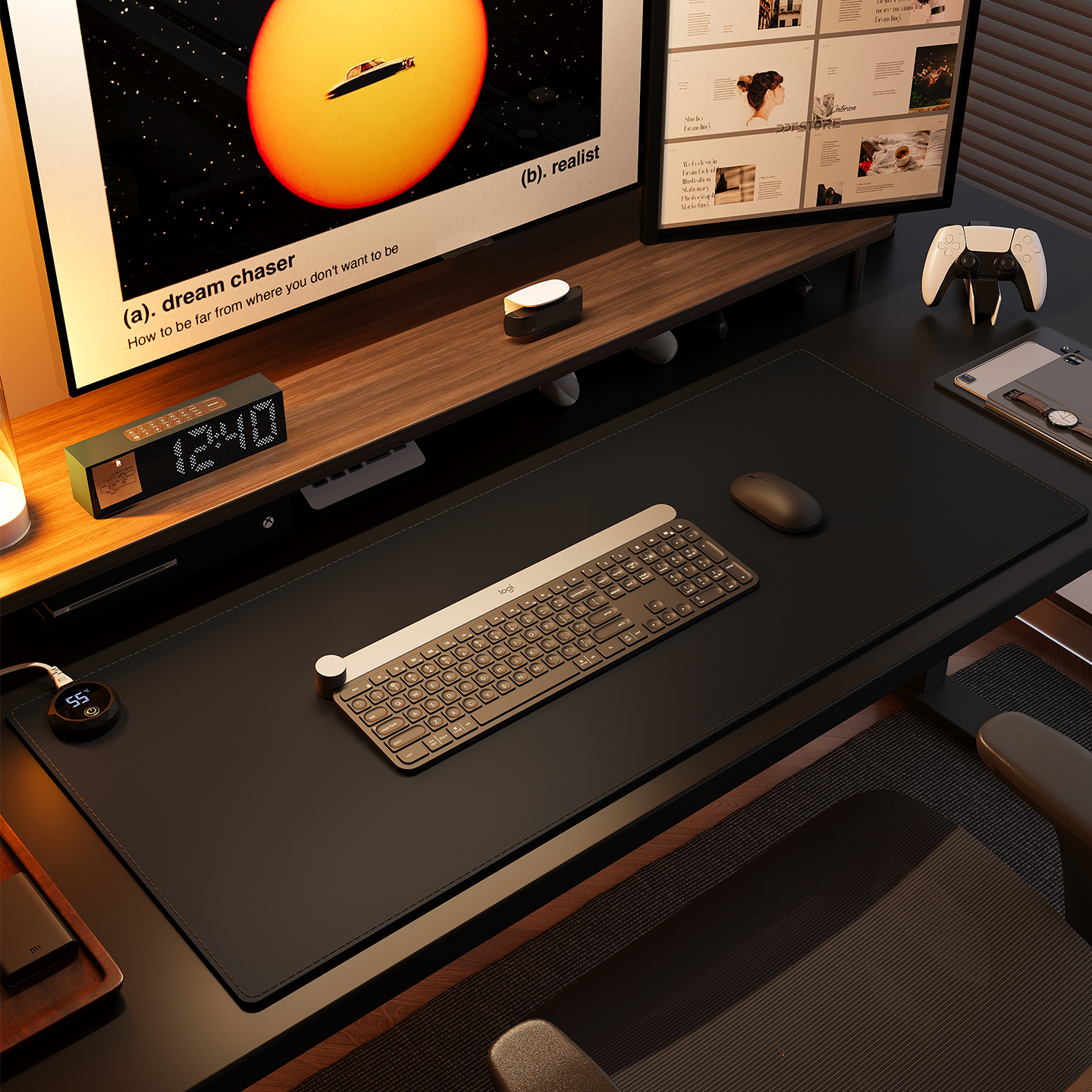 加热鼠标垫超大电热办公电脑桌垫