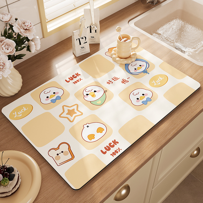 卡通厨房沥水垫吸水速干防滑防烫