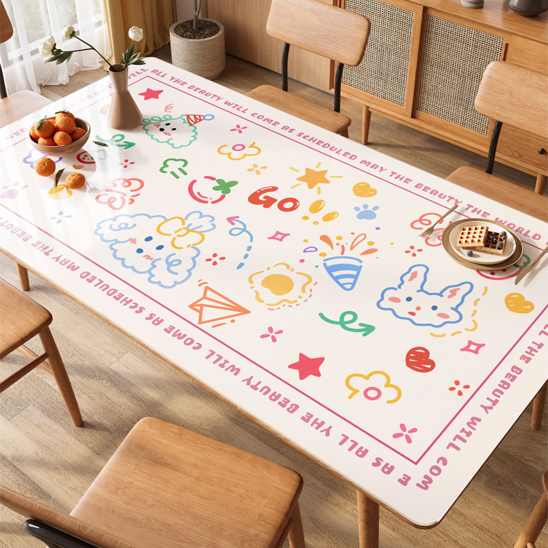 卡通软玻璃餐桌垫免洗防水防油pvc桌布轻奢高级感餐桌垫桌面垫子,居家布艺,桌布,淘宝优惠券,粉丝福利购,淘宝优惠卷