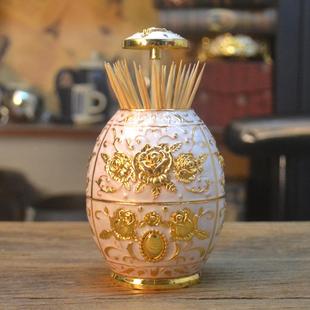 欧式 创意俄罗斯桶 金属牙签盒筒酒店家用餐厅桌按压式 自动弹出个性