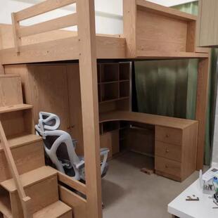 良儿童房间全屋定制禽实木上床下柜书桌高低上下组合床佳木衣帽间