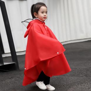 雨披女小学生男童韩版 儿童雨衣斗篷式 连体带书包位防护雨衣大帽檐