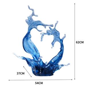 饰桌面摆设 酒店大堂透明树脂工艺品摆件客厅高档水浪花雕塑别墅装