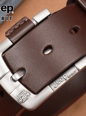 JEEP SPIRIT头层纯牛皮皮带男士真皮腰带针扣男裤带休闲韩版吉普2