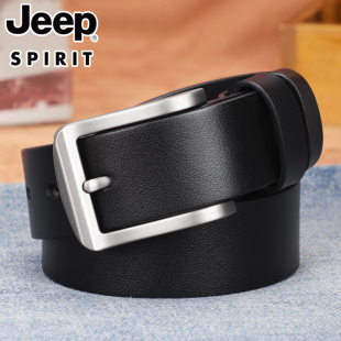 带针扣休闲复古中年 皮带休闲纯腰带男裤 Jeep spirit头层牛皮男士