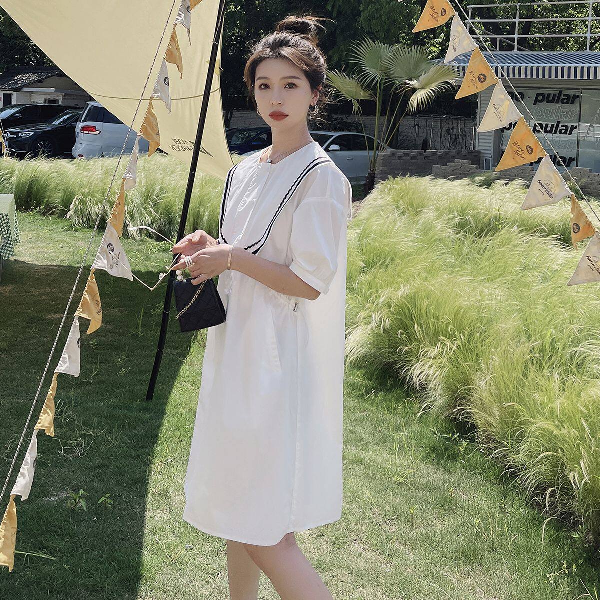 娃娃领白色连衣裙女夏季2023连衣裙