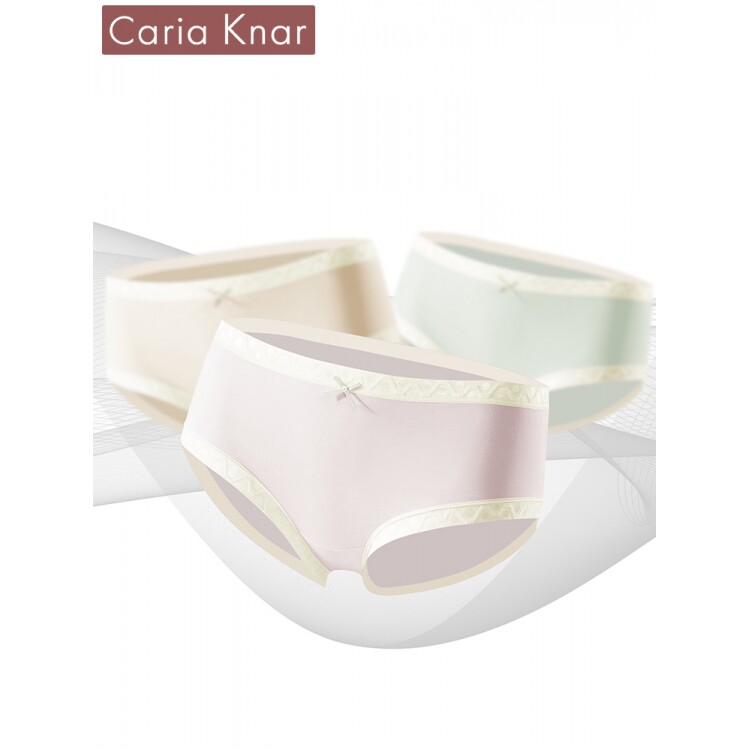 Caria Knar蕾丝少女内裤女纯棉无痕透气抗菌裆中腰三角裤头9条装B