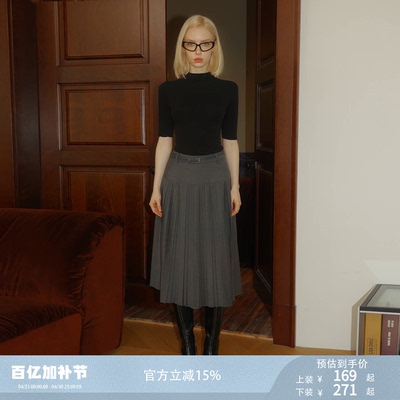 《刘恋同款 》FINDYAWINGS重返学院风经典复古百褶裙半身长裙