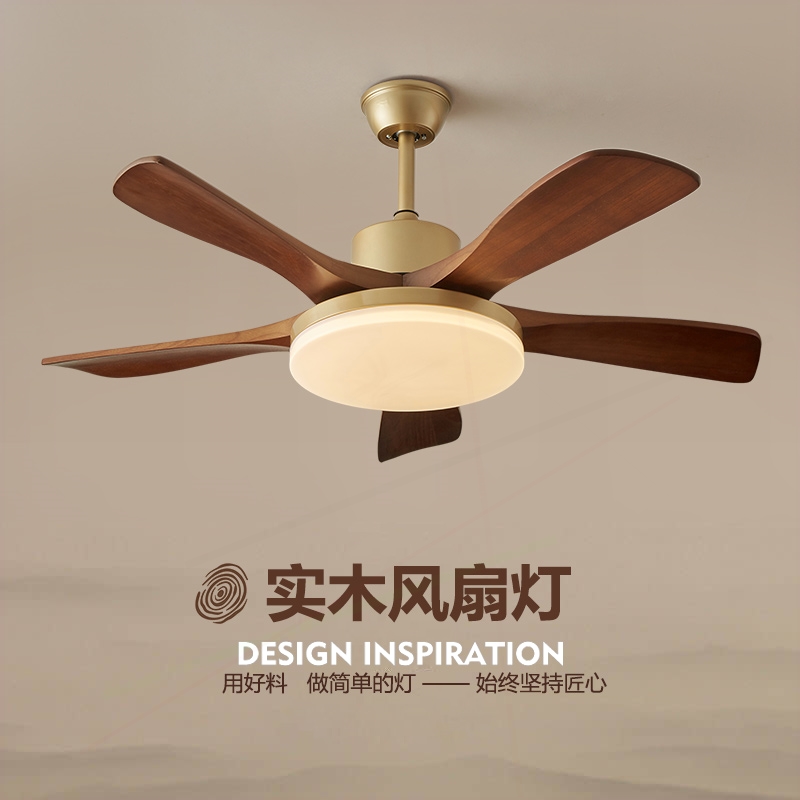 吊扇灯中古客厅灯卧室餐厅一体胡