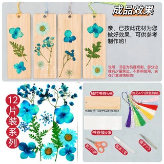 竹制木片书签干花植物标本diy材料包儿童手工送老师同学纪念礼物