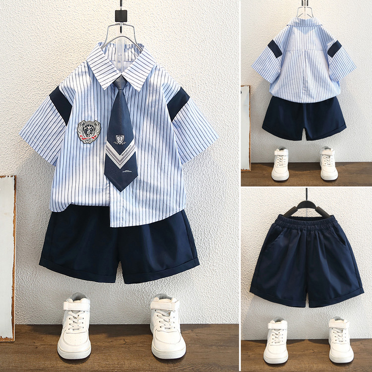男童礼服主持人服装夏季学院风西装男孩短袖幼儿园六一儿童演出服